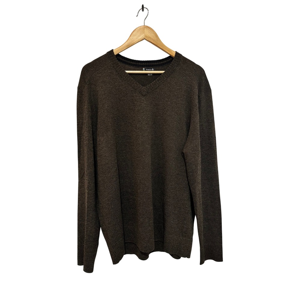 Smartwool Men's Sparwood V-Neck Sweater XL Wool Blend Green Layering Winter